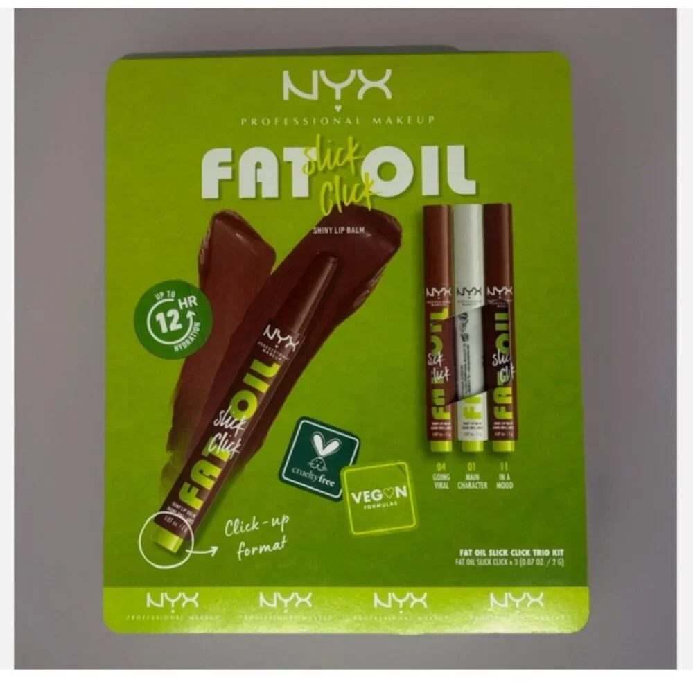 NYX Professional Fat Oil Slick Click Shiny Lip Balm Variety, 2 Gram - 3 Pack